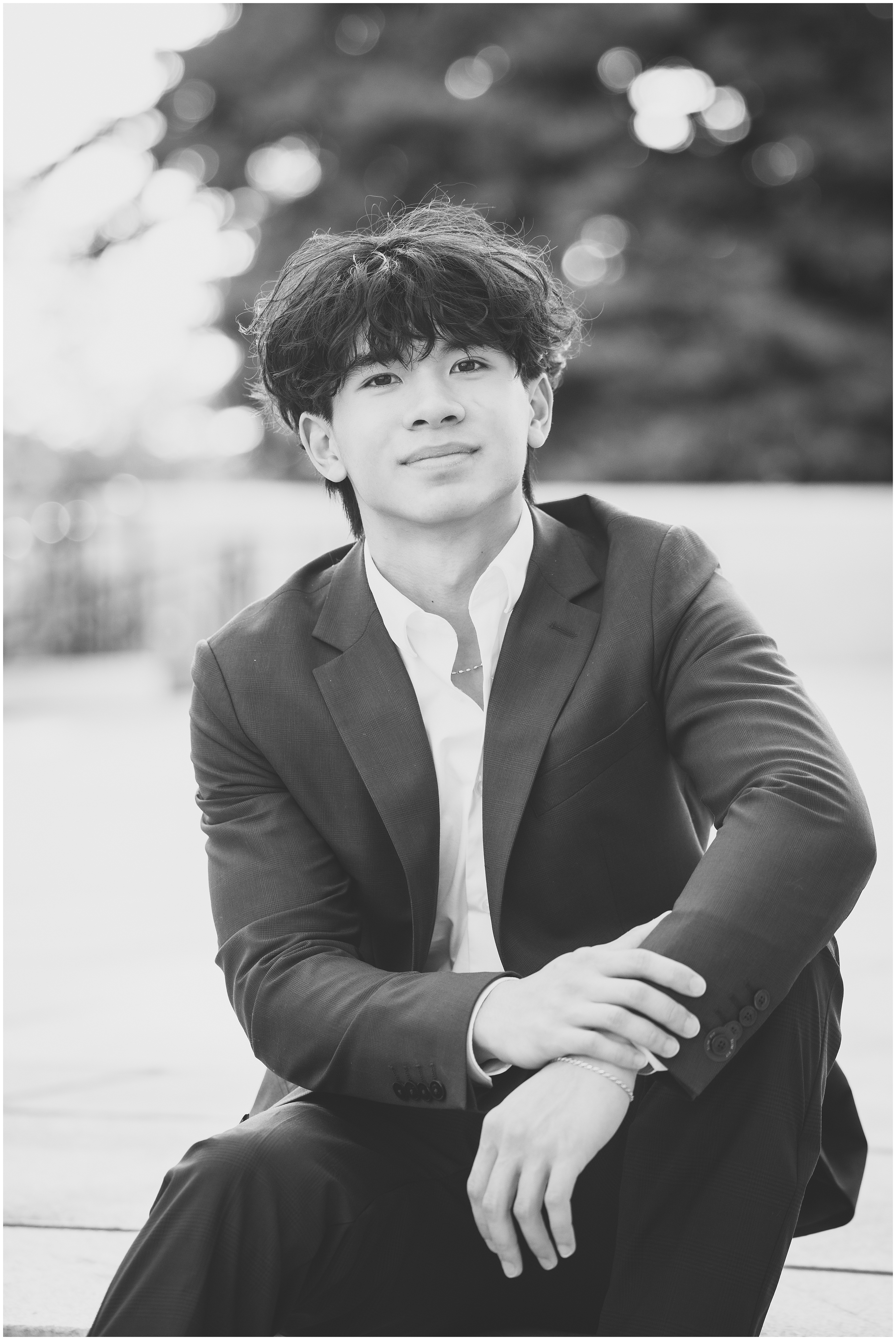 bw image of high school senior portrait dublin jerome high school